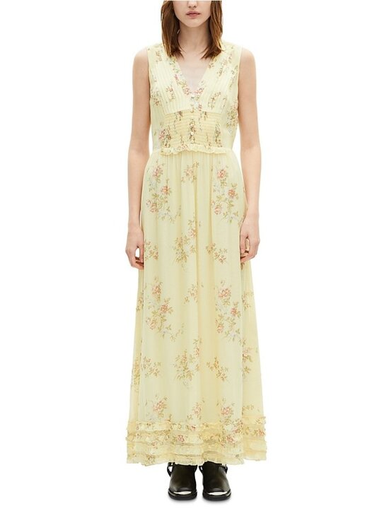 The Kooples Dresses & Skirts - The Kooples V Neck Ruffle Maxi Dress Yellow Size 1 S NWT
